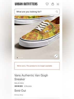 NWT- Vincent Van Gogh Sunflower Painting Vans Authentic Lace Sneakers